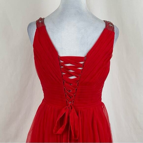 JJ’s House Sheer Red Beaded Evening CastleCore Glam Midi Dress NWOT Size S - Picture 6 of 14